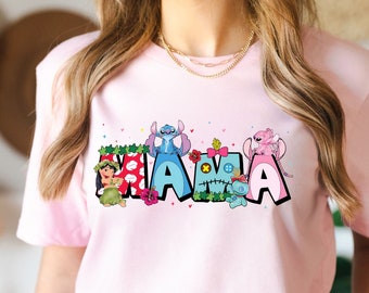 Mama Movie Character Shirt, Mom Trip Shirt, Mother's Day T-shirt, Angel Mommy Hoodie, Disney Lilo and Stitch Mom Shirt, Gift for Mama