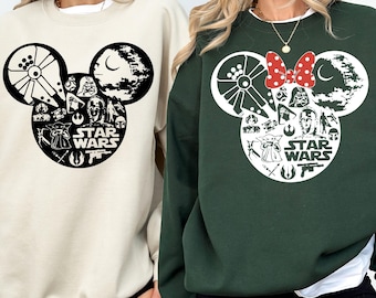 Disney Mickey Mouse Minnie Mouse Head Sweatshirt, Star Wars Shirt, Star Wars Mickey Tee, Disney Trip Shirt, Disney Family Matching Shirt