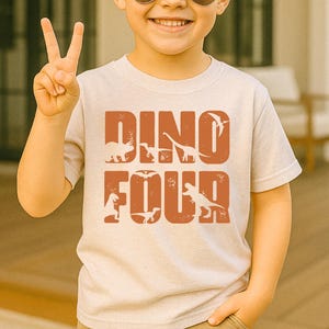 Dino Four Shirt, Dinosaur 4th Birthday Shirts, Fourth Birthday Boy Shirt, Dino 4th Birthday, Kids Birthday Party Shirt