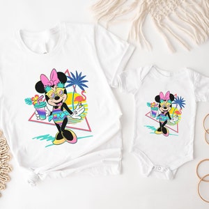 Retro Disney Minnie Mouse Summer Shirt, Disneyland Minnie Beach T-Shirt, Disney Girls Trip Shirts, Disneyworld Family Vacation Tee