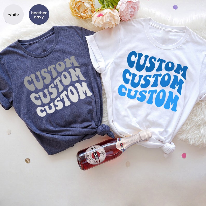 Maglietta personalizzata con lettere ondulate, maglietta retrò personalizzata, magliette con testo personalizzato, abito da concerto, regalo per fan girl, la tua maglietta con testo immagine 5