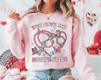 Valentine You Give me Butterflies Shirt, Medical Lab Assistant Tech Valentine Tee, Rn Valentine Shirt, Nursing Shirt, Pharmacy Tech T-shirt