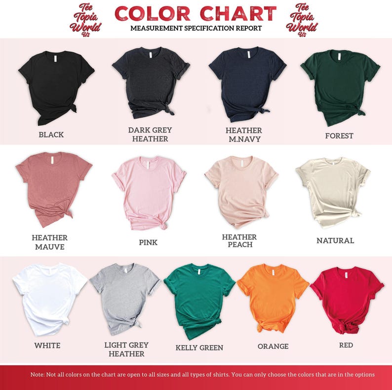 the color chart for a women's t - shirt
