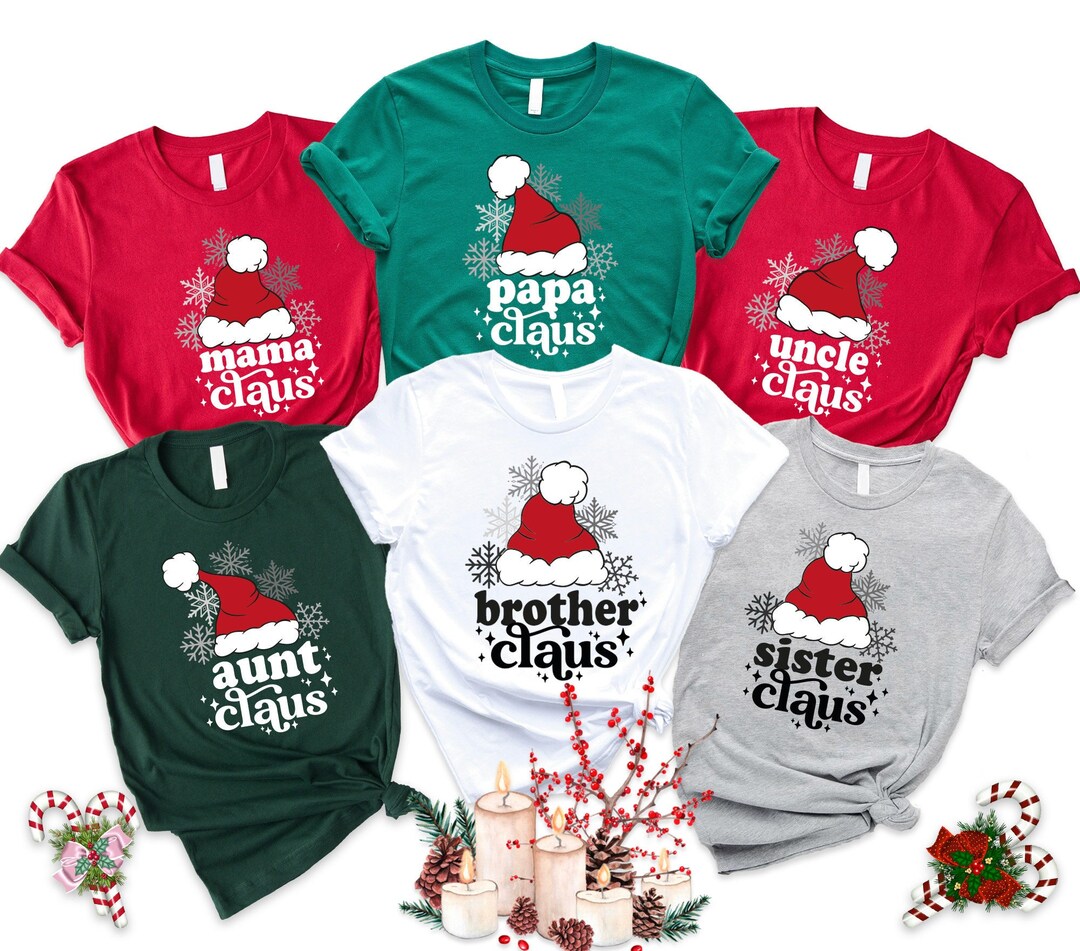 Santa Claus Family Tshirt, Mama Claus Shirt, Papa Claus Shirt, Custom