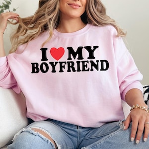 I Love My Boyfriend T-Shirt, I Heart My Boyfriend Shirt, Valentine&#39;s Day Tee Shirt, Valentine Gift, Girlfriend Shirt For Her, Couple Shirt