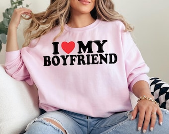 Maglietta "Amo il mio ragazzo", maglietta "Amo il mio ragazzo", maglietta di San Valentino, regalo di San Valentino, maglietta per la fidanzata, maglietta di coppia