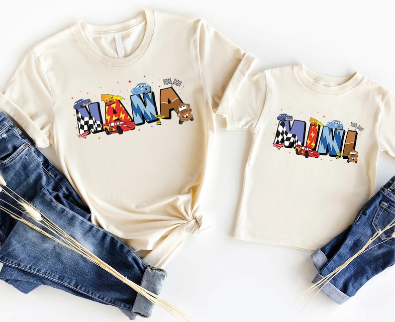 Koszulka „Mama Dada” z motywem Lightning McQueen, koszulka „Mama Dada” z motywem Cars, koszulka na Dzień Matki, bluza z kapturem z motywem Piston Cup, bluza Disney Cars Land zdjęcie 7