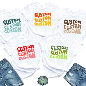 Maglietta personalizzata con lettere ondulate, maglietta retrò personalizzata, magliette con testo personalizzato, abito da concerto, regalo per fan girl, la tua maglietta con testo immagine 3