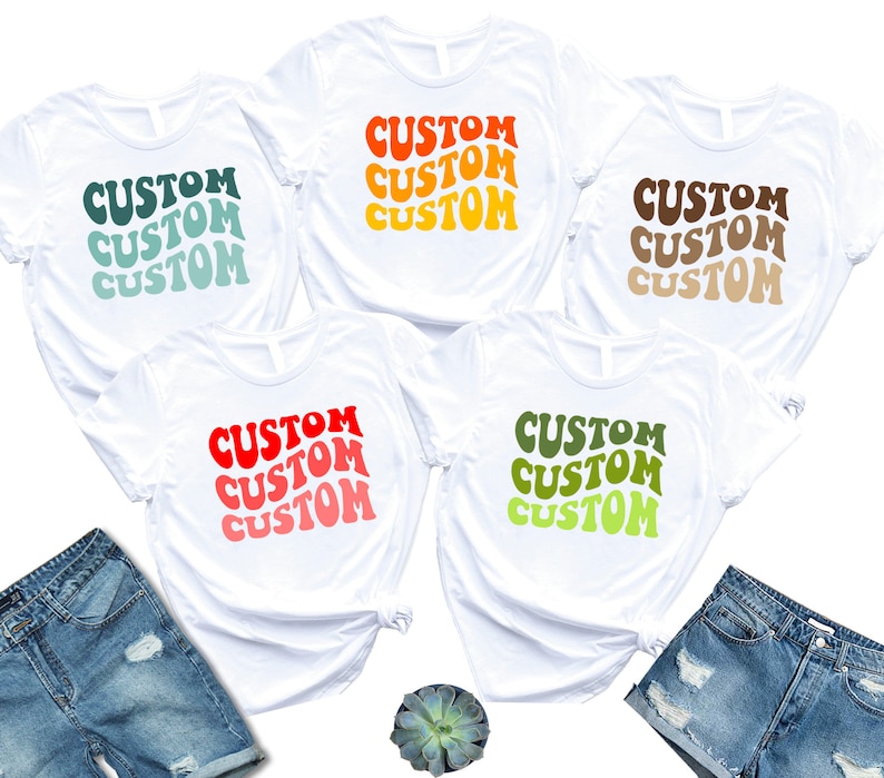 Maglietta personalizzata con lettere ondulate, maglietta retrò personalizzata, magliette con testo personalizzato, abito da concerto, regalo per fan girl, la tua maglietta con testo immagine 3