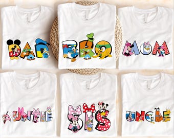 Micky und Freunde passendes Familienshirt, personalisiertes Disney Micky Maus Shirt, Disney Familienausflug Shirt, Micky Kinder Kleinkind Geburtstag T-Shirt