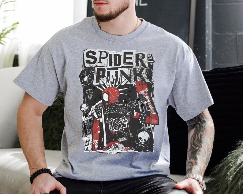 Spiderman Punk Shirt, Disney The Spider-Verse Shirt, Marvel Spider Ghost Shirt, Marvel Punk Shirt