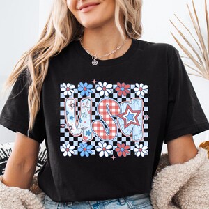 Floral USA July 4 Shirt, Independence Day USA T-Shirt, 4th Of July Sweater, USA Flag Tee, Patriotic Gift Tee, Red White Blue Shirt