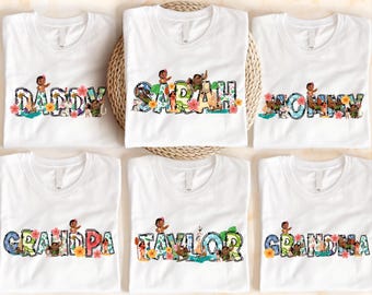Camiseta da Princesa Moana da Disney, Camiseta da Moana e do Maui da Disney, Camiseta personalizada com nome da Moana, Camiseta combinando para a família Moana, Moletom do Hei Hei e do Pua