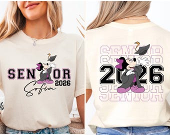 Camiseta personalizada da Minnie da Disney para a formatura de 2026, Camiseta de formatura da Minnie Mouse, Camiseta de formatura escolar, Moletom de formatura da turma de 2026