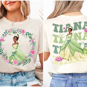 Camiseta de la Princesa Tiana de Disney, Camiseta de viaje a Disneyland de la Princesa Tiana, Camiseta de la Princesa Tiana y el Sapo, Camiseta de viaje para chicas Disney, Camiseta de viaje de la Princesa Tiana imagen 2