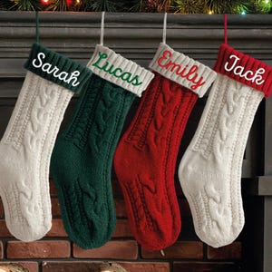 Personalized Embroidered Christmas Stocking: Family Matching Stocking, Embroidered Xmas Socks, Family Knitted Stockings