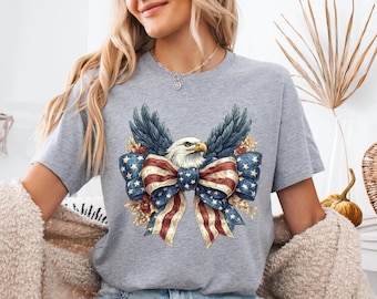 Shirt Amerikaanse vlag Eagle, T-shirt Independence Day America, 4 juli-trui, T-shirt VS vrouwen, American Pride T-shirt, rood wit blauw shirt