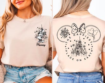 Der glücklichste Ort ein Erde Paar Shirt, Mickey und Minnie Magisches Schloss Shirt, Disney Familien Reise Shirt, Disneyland Urlaub T-Shirt