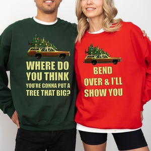 Bend Over and I&#39;ll Show You Christmas Couple Matching Shirt, Christmas Vacation T-Shirt, Family Shirt, Cute Christmas Tree T-Shirt, Xmas Tee