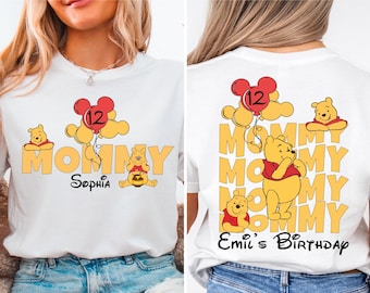 Aangepaste Winnie de Poeh en vrienden familie verjaardagsshirt, Disney Pooh Bear verjaardag meisje jongen shirt, Pooh en vrienden familie verjaardagsfeestje
