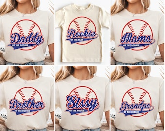 Personalisierte Baseball-Familien-Shirts, Rookie des Jahres Shirt, kundenspezifische Baseball-Shirts, Baseball-Mama-Shirt, Baseball-Dada-Shirt
