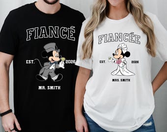 Benutzerdefinierte Disney Verlobte und Verlobte Shirts, Minnie Braut Shirt, Bachelorette Party Shirt, neu verlobtes Geschenk für sie, Verlobung Shirt