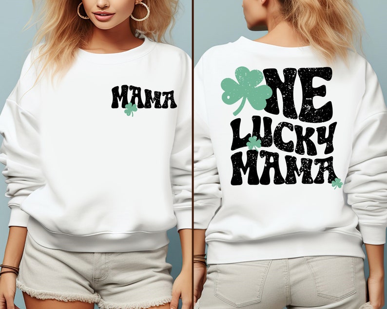 One Lucky Mama Shirt, St Patrick's Day Mama Sweatshirt, Lucky Mom Shirt, Mom Irish Shirt, Mama Clover Shirt, Mom Shamrock Shirt image 5