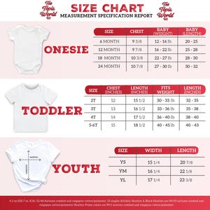 the size chart for a baby's bodysuit
