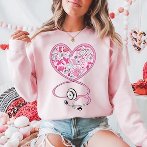 Krankenschwester rosa Herz Valentine Krankenschwester T-Shirt, Valentine Krankenschwester Sweatshirt, Nicu Arbeit Peds Geschenk, Krankenschwester Life Tee, Geschenk für Krankenschwester, Schule Krankenschwester Shirt