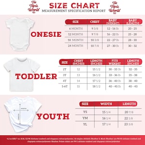 the size chart for a baby's bodysuit