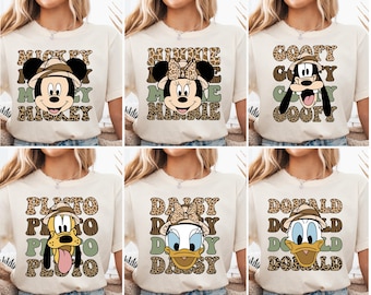 Disney Mickey and Friends Safari Group Tees, Disney Animal Kingdom Matching Shirt, Safari Mode Disney Tee, Disney Characters, Family Tees
