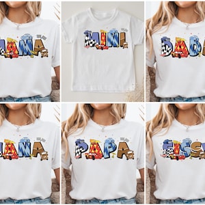 Koszulka „Mama Dada” z motywem Lightning McQueen, koszulka „Mama Dada” z motywem Cars, koszulka na Dzień Matki, bluza z kapturem z motywem Piston Cup, bluza Disney Cars Land zdjęcie 2