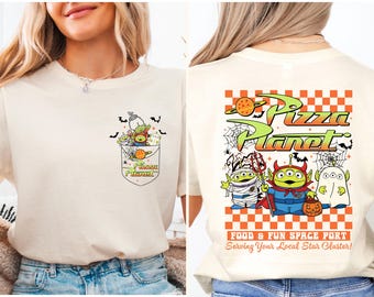 Aliens Pizza Planet Halloween T-Shirt, Toy Story Alien Spooky Season Shirt, Disney Family Vacation Tee, Disneyland Halloween Trip Shirt