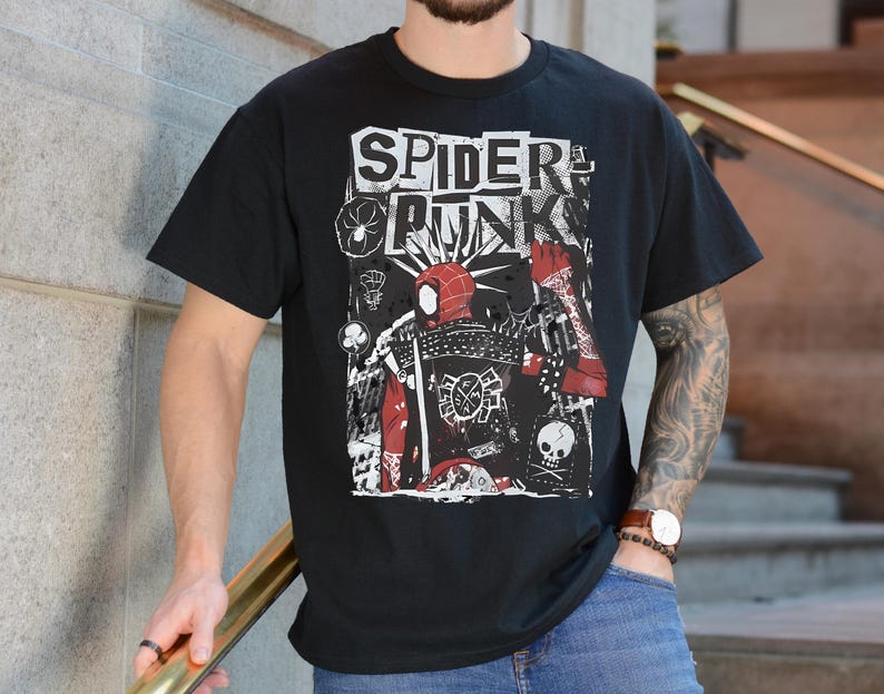 Shirt Spider-Man, punkshirt Disney The Spider-Verse, shirt Marvel Spider Ghost, shirt Marvel Punk afbeelding 2