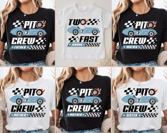 Custom Pit Crew shirts, racewagen verjaardag shirt, 2e verjaardag shirt, bijpassende familie verjaardagsshirt, feestvarken Tee, pitt crew verjaardagsshirt