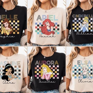 Custom Disney Princess Shirt, Princess Belle, Elsa, Anna, Ariel, Merida, Aurora, Cinderella, Jasmine, Tiana, Tinkerbell Shirt