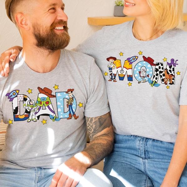 Chemise familiale assortie pour papa maman Disneyland, chemises fête des mères Toy Story, chemise fête des pères Disney, chemise famille Toy Story, papa maman Toy Story