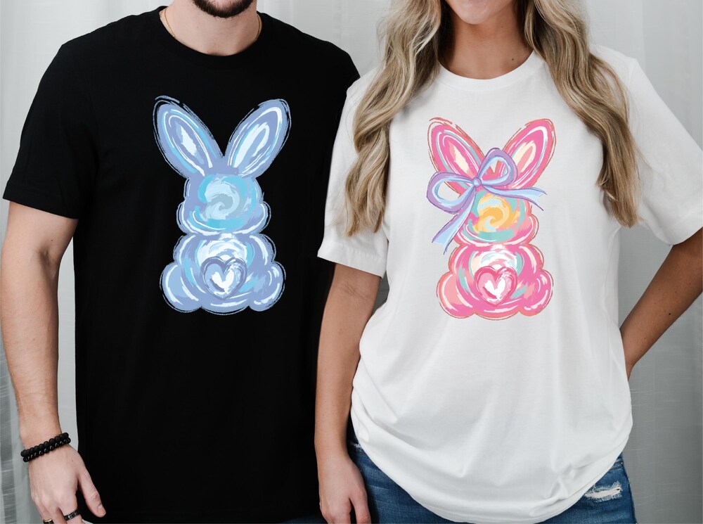 Peckshirt Custom Easter Couples Bunny Shirt, Easter Bunny Matching Shirt, Happy Easter Day Shirt, Easter Shirt, Easter Egg Hunt Tee, Easter Rabbit Shirt