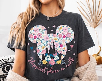Happiest Place One Earth Shirt, Mickey Minnie Magical Castle T-Shirt, Disney Couples Trip Tee, Disneyland Family Vacation Sweater