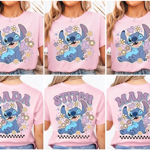 Chemise Disney Stitch, chemise florale voyage, chemise voyage Disneyland, chemise Stitch pour enfants, t-shirt Disney Girls Festival image 2