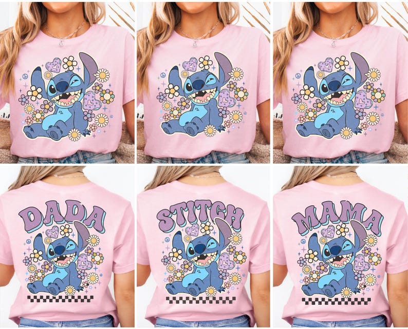Chemise Disney Stitch, chemise florale voyage, chemise voyage Disneyland, chemise Stitch pour enfants, t-shirt Disney Girls Festival image 2