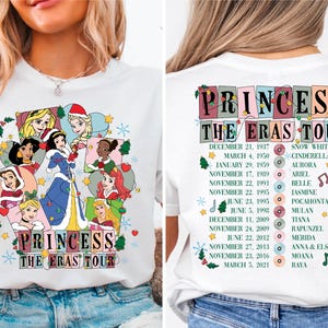 Disney Prinzessinnen Weihnachtsshirt, Disneyland Weihnachten The Eras Tour Shirt, Mädchen Weihnachtsshirt, Disney Mädchen T-Shirt