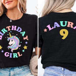 Custom Unicorn Birthday Girl Shirt, Unicorn Birthday Girl Shirt, Girls Unicorn Shirt, Unicorn Birthday Party Shirt, Custom Birthday Girl Tee