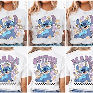 Chemise Disney Stitch, chemise florale voyage, chemise voyage Disneyland, chemise Stitch pour enfants, t-shirt Disney Girls Festival image 3
