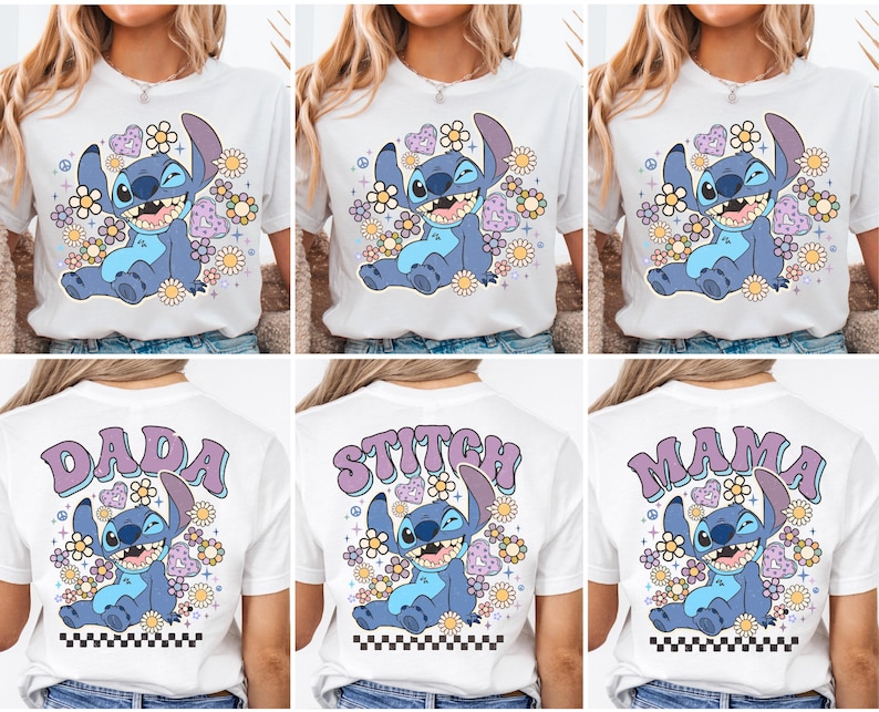 Chemise Disney Stitch, chemise florale voyage, chemise voyage Disneyland, chemise Stitch pour enfants, t-shirt Disney Girls Festival image 3