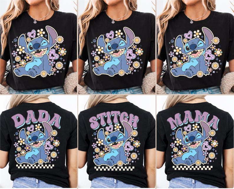 Chemise Disney Stitch, chemise florale voyage, chemise voyage Disneyland, chemise Stitch pour enfants, t-shirt Disney Girls Festival image 4