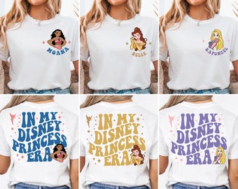 Koszulka z Księżniczkami Disneya, Koszulka z Dziewczynką z Urodzin Disneya, Koszulka z Postacią Disneya, Koszulka z Podróżą Disneya, Disney Belle, Kopciuszek, Dżasmina, Roszpunka