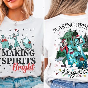 Making Spirits Bright Christmas Sweatshirt, Disney Goofy Christmas Shirt, Disney Family Vacation Tee, Haunted Mansion Christmas T-Shirt