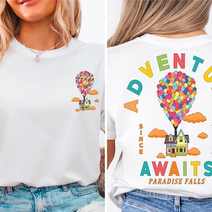 Disney Pixar Up Comfort Colors Shirt, Adventure Awaits Rainbow Balloons Tee, Disney Trip Gift, Up Movie T-Shirt, Paradise Falls Sweatshirt