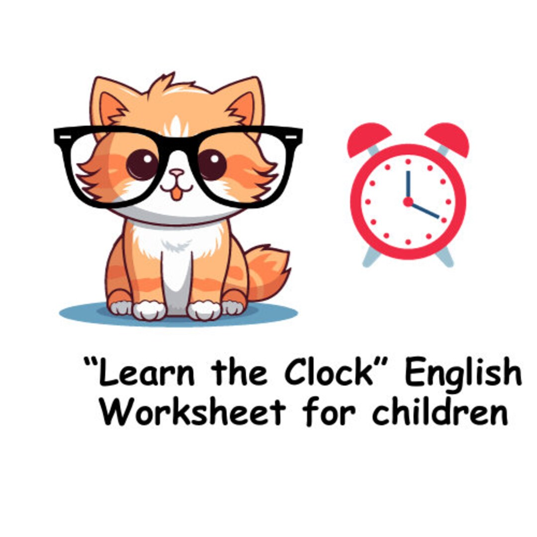 EN the Clock English Worksheet for Children Etsy